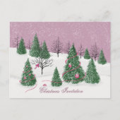 Pink Rose Enchanted Forest Holiday Letter Card Briefkaart (Voorkant)