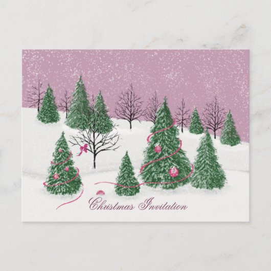 Pink Rose Enchanted Forest Holiday Letter Card Briefkaart (Voorkant)