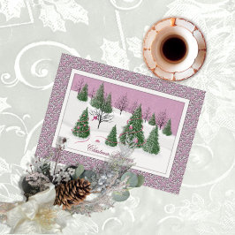 Pink Rose Enchanted Forest Holiday Letter Card Kaart