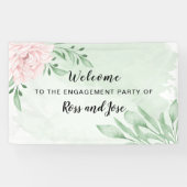 Pink Rose Eucalyptus verlovingsfeest welkom Spandoek (Horizontaal)