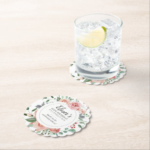 Pink Rose Floral 80e verjaardag dank u Kartonnen Onderzetters