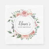 Pink Rose Floral 80e verjaardag dank u Servet (Voorkant)