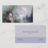 Pink Rose Floral and Celestial Misty Mountain Visitekaartje (Voorkant / Achterkant)