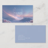 Pink Rose Floral and Celestial Twilight Mountain Visitekaartje (Voorkant / Achterkant)