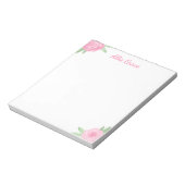 Pink Rose Floral Notepad - Personalized Name Notitieblok (Linkerzijde)