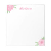 Pink Rose Floral Notepad - Personalized Name Notitieblok (Voorkant)