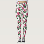 Pink Rose Floral Pattern Leggings (Voorkant)