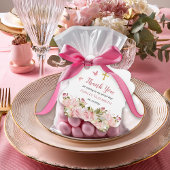 Pink Rose Floral Vlinders Gouden Kruis Dank u Bedankjes Labels