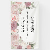 Pink Rose Floral Vrijgezellenfeest Welkom Spandoek (Verticaal)