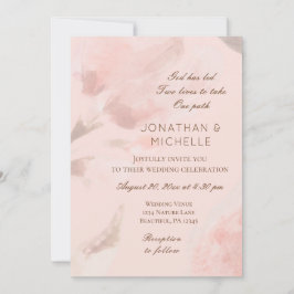 Pink Rose Floral Waterverf Christianl Wedding Kaart