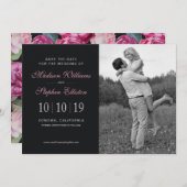 Pink Rose Floral Waterverf - Save the Date (Voorkant / Achterkant)