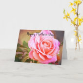 Pink Rose Flower Art Moederdag Kaart (Gele Bloem)