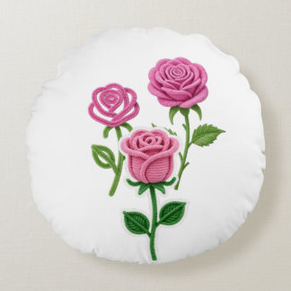 Pink Rose Flower Botanist Pipe Cleaner Flower  Rond Kussen