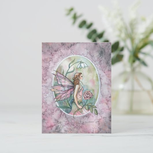 Pink Rose Flower Fairy beroemd gemaakt door Molly  Briefkaart (Staand voorkant)