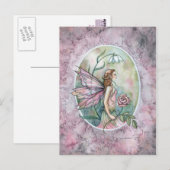 Pink Rose Flower Fairy beroemd gemaakt door Molly  Briefkaart (Voorkant / Achterkant)