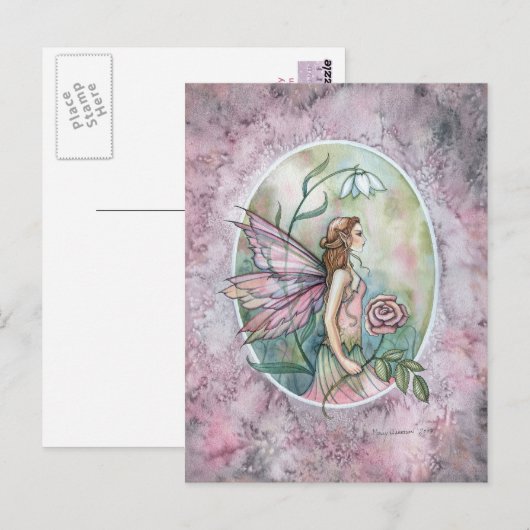 Pink Rose Flower Fairy beroemd gemaakt door Molly Briefkaart (Voorkant / Achterkant)