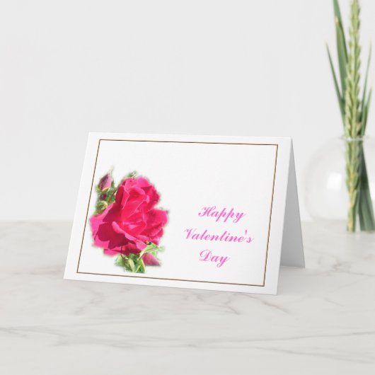 Pink rose flower floral Happy Valentine's day Feestdagen Kaart (Voorkant)