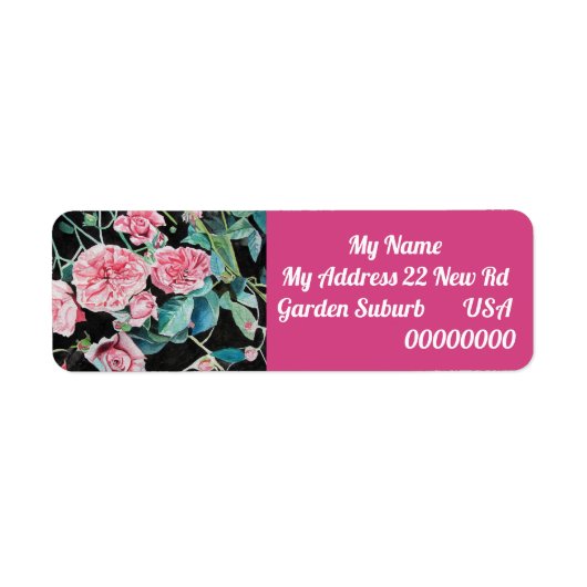 Pink Rose Flower Floral Return Address Labels (Voorkant)