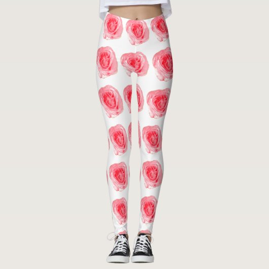 Pink Rose Flower Leggings (Voorkant)