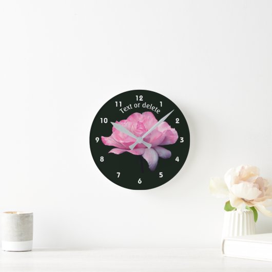 Pink Rose Flower Personalized Ronde Klok (Huis)