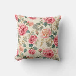 Pink Rose Flowers Pattern, Beautiful, Elegant Kussen