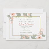 Pink Rose foto Lijst Uitnodiging (Achterkant)