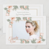 Pink Rose foto Lijst Uitnodiging (Voorkant / Achterkant)