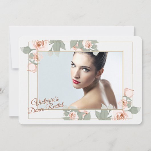 Pink Rose foto Lijst Uitnodiging (Voorkant)