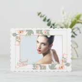 Pink Rose foto Lijst Uitnodiging (Staand voorkant)