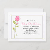 Pink Rose Funeral Note Card Flat Bereavement Note Notitiekaartje (Voorkant)