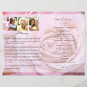 Pink Rose Funeral Program Sjabloon (Achterkant)