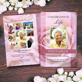Pink Rose Funeral Program Sjabloon
