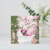 Pink Rose Garden Baby shower Kaart (Staand voorkant)
