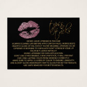 Pink Rose Glitter Lips - Hoe aan te brengen Visitekaartjes (Achterkant)