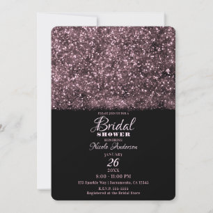 Pink Rose Glitter Sparkling Lights Bridal Shower Kaart