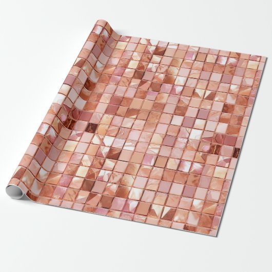 Pink Rose Gold Abstract Cadeaupapier (Uitgerold)