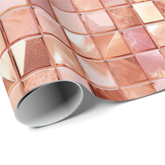 Pink Rose Gold Abstract Cadeaupapier (Rol Hoek)