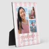 Pink Rose Gold Afstuderen 3 Photo Glitter Script Fotoplaat (Zijkant)