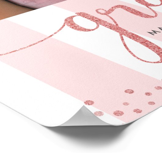 Pink Rose Gold Afstuderen 3 Photo Glitter Script Poster (Hoek)
