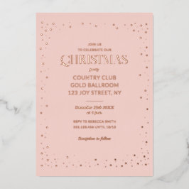 Pink Rose Gold Christmas Holiday Luxury Real Folie Uitnodiging