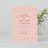 Pink Rose Gold Christmas Holiday Luxury Real Folie Uitnodiging (Staand Voorkant)
