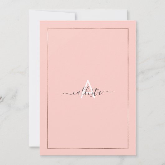 Pink Rose Gold Confetti Terrarium Bachelorette Kaart (Achterkant)