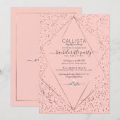 Pink Rose Gold Confetti Terrarium Bachelorette Kaart (Voorkant / Achterkant)