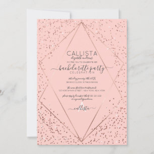 Pink Rose Gold Confetti Terrarium Bachelorette Kaart