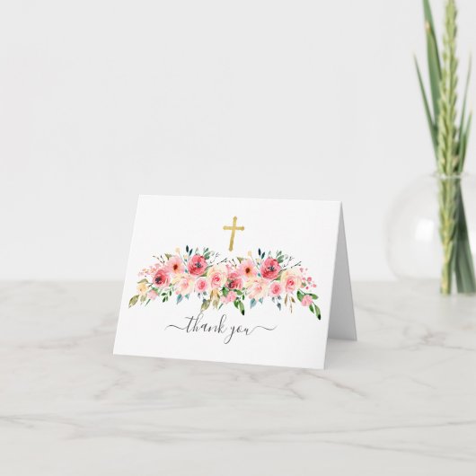 Pink Rose Gold Cross Bedankt voor je reactie (Voorkant)