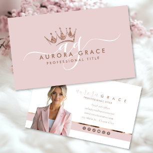 Pink Rose Gold Crown Visitekaartje
