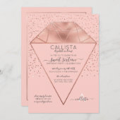 Pink Rose Gold Diamond Confetti Glitter Sweet 16 Kaart (Voorkant / Achterkant)