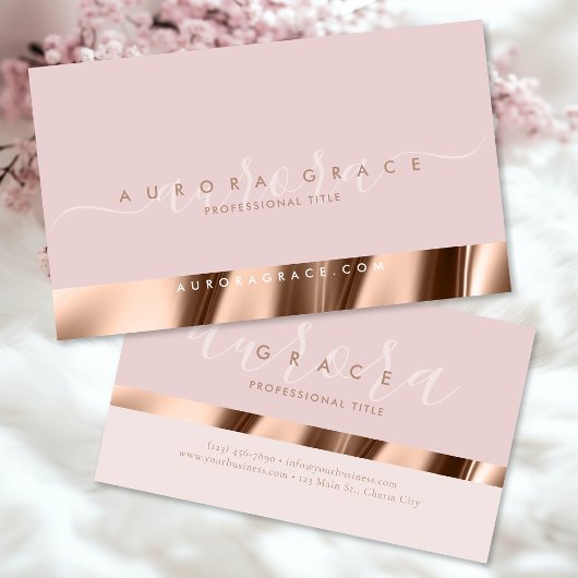 Pink Rose Gold Elegance Visitekaartje