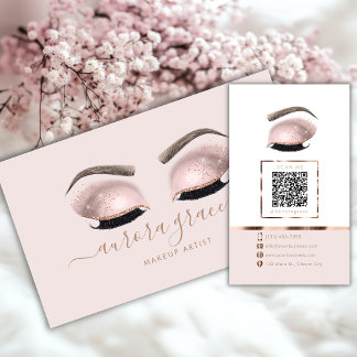 Pink Rose Gold Glamour Make-up Artist Visitekaartje