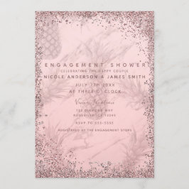Pink Rose Gold Glitter Ananas Verloving Kaart